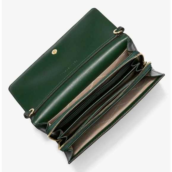 Michael Kors Jet Set Large Moss Multi Crossbody Bag with Logo & Zip Closure - Picture 3 of 11